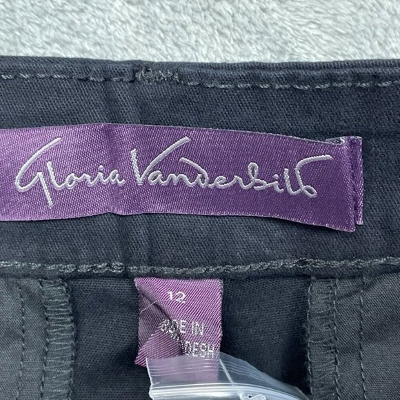 Gloria Vanderbilt Mid Rise Black Chino Shorts Womens Size 12 d0058 - Picture 3 of 8